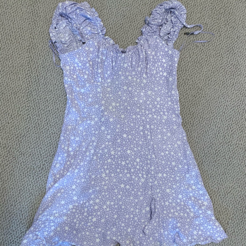 purple star tie back dress